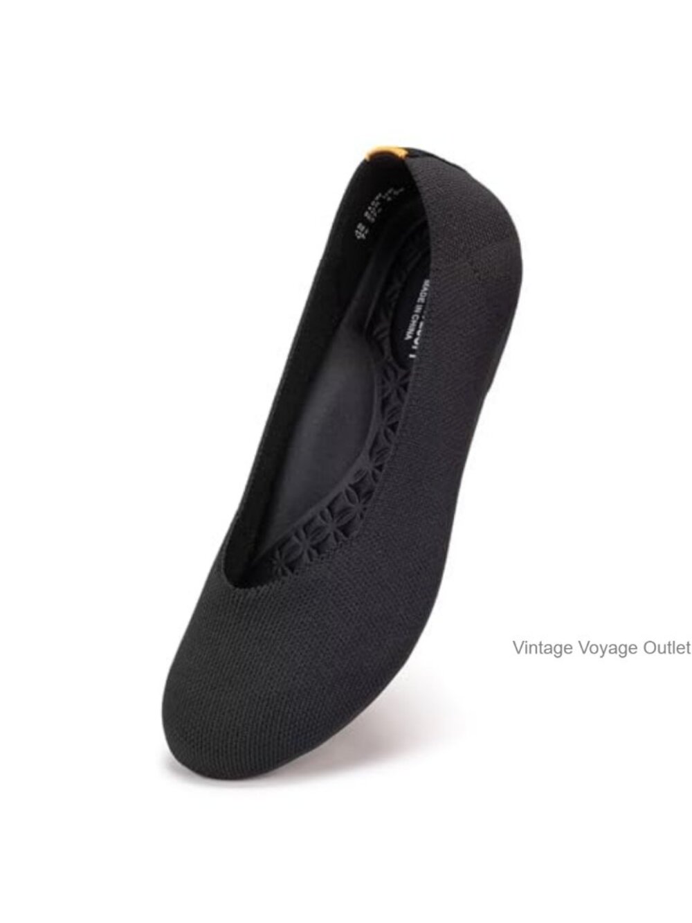 Wide Width Ballet Flats Round Toe Knit Slip On Arch Support Comfortable